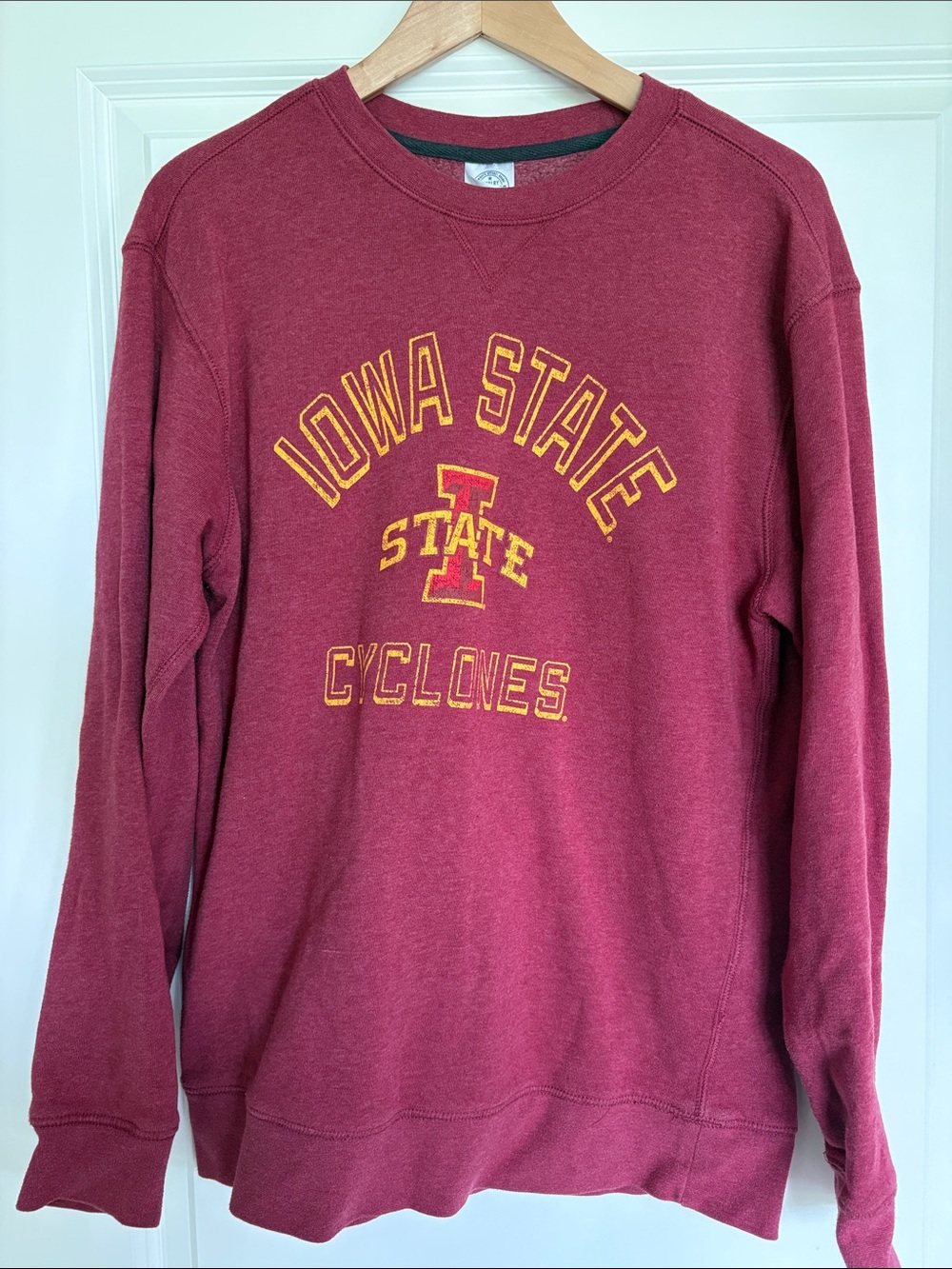 Rivalry Threads Iowa State Burgundy Crewneck with Black Neck Trim